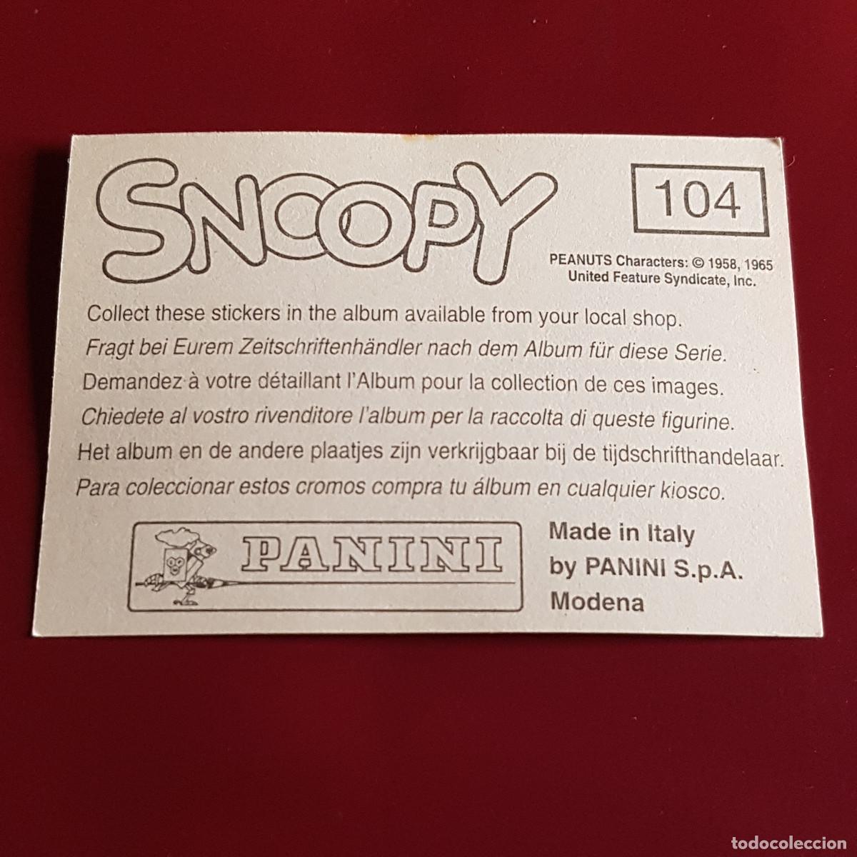 Coleccionismo cromos antiguos: PANINI - SNOOPY 1995 - 95 - 104 - NUNCA PEGADO - Foto 2