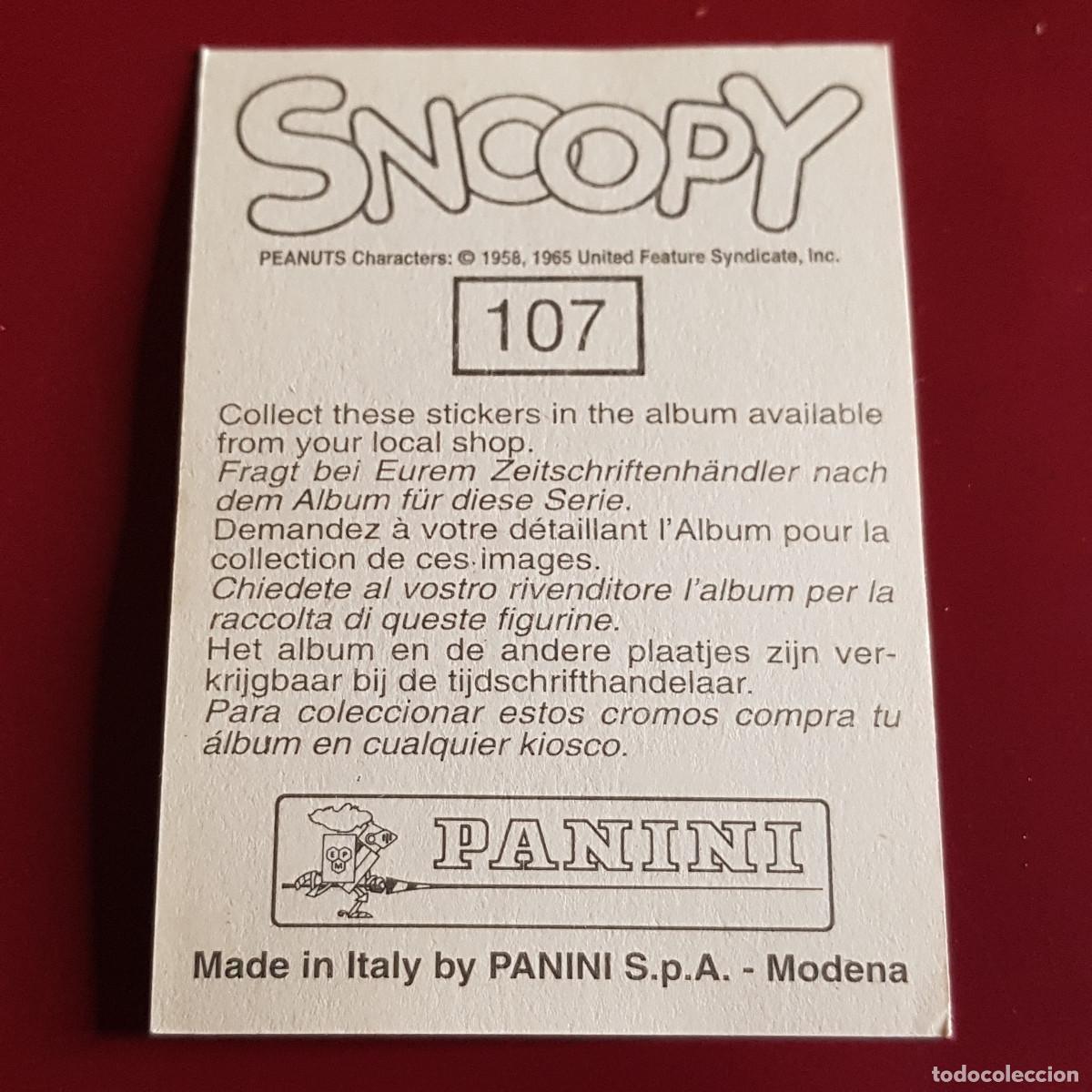 Coleccionismo cromos antiguos: PANINI - SNOOPY 1995 - 95 - 107 - NUNCA PEGADO - Foto 2