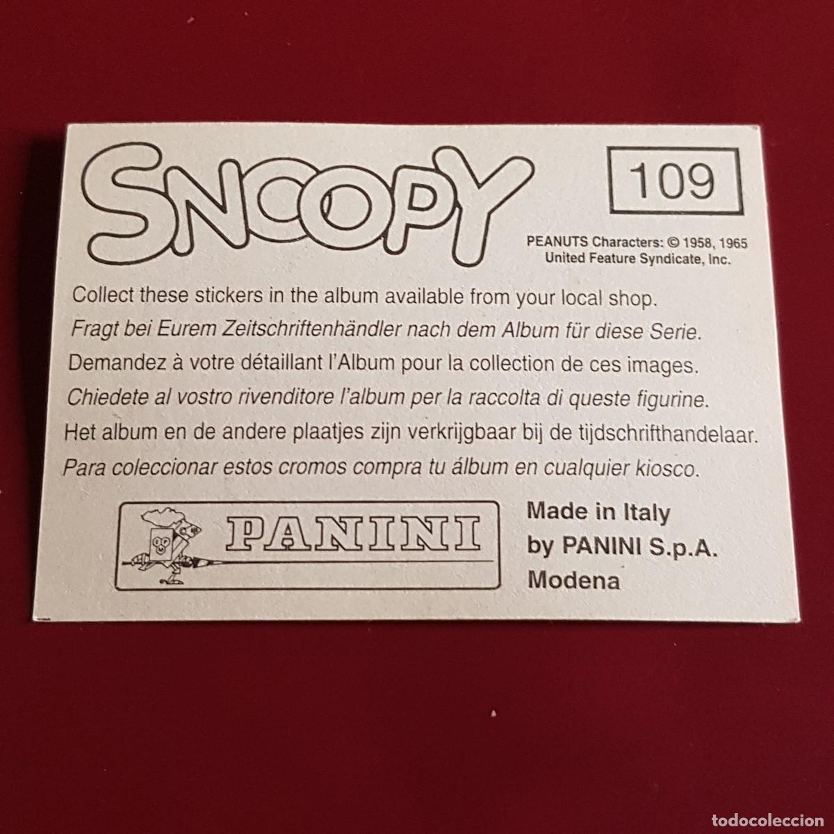 Coleccionismo cromos antiguos: PANINI - SNOOPY 1995 - 95 - 109 - NUNCA PEGADO - Foto 2