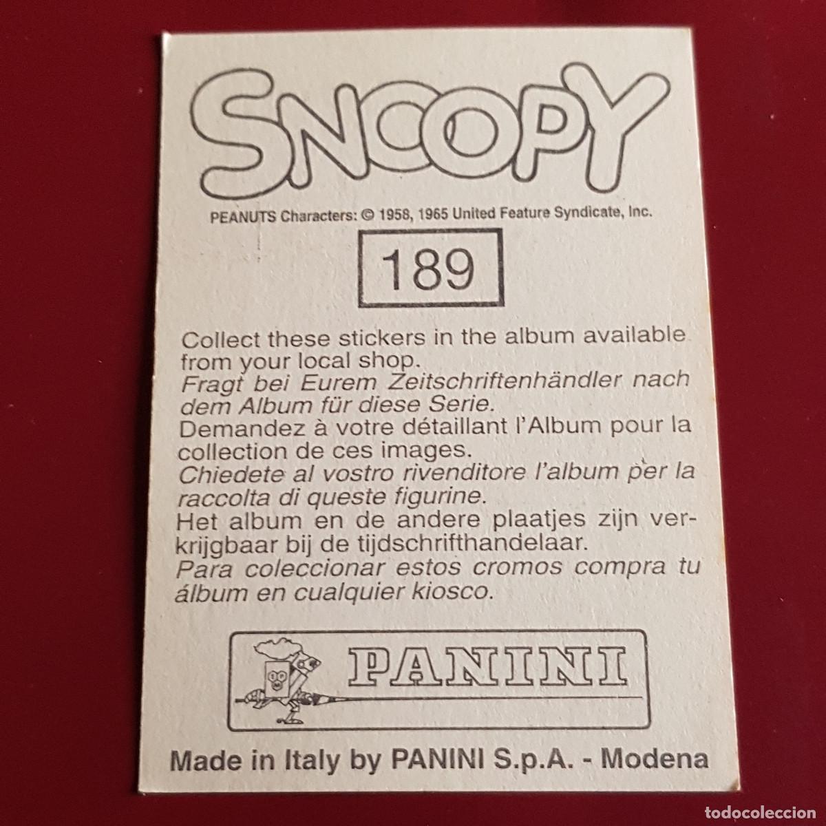 Coleccionismo cromos antiguos: PANINI - SNOOPY 1995 - 95 - 189 - NUNCA PEGADO - Foto 2