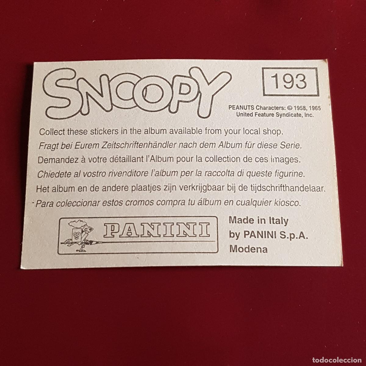 Coleccionismo cromos antiguos: PANINI - SNOOPY 1995 - 95 - 193 - NUNCA PEGADO - Foto 2