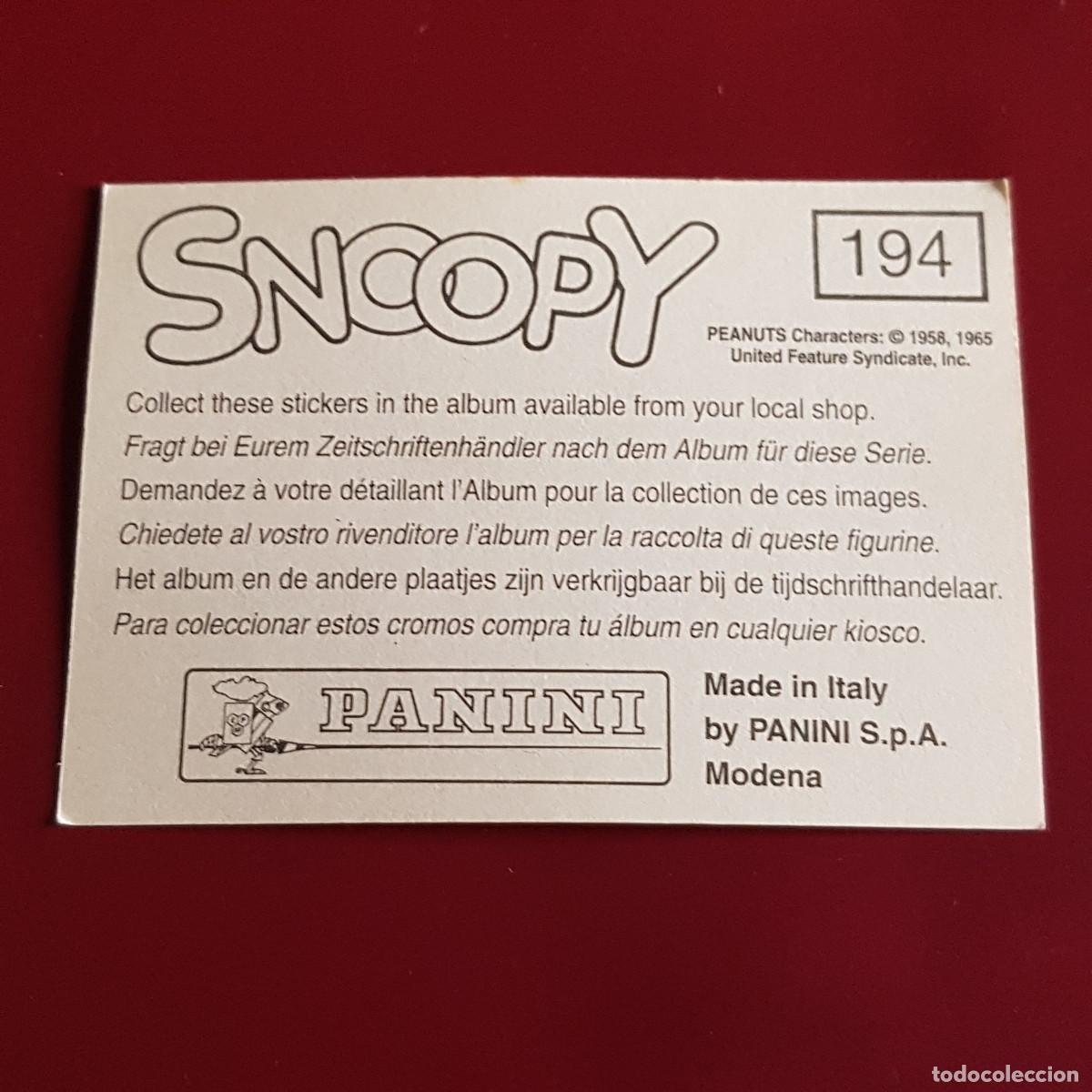 Coleccionismo cromos antiguos: PANINI - SNOOPY 1995 - 95 - 194 - NUNCA PEGADO - Foto 2