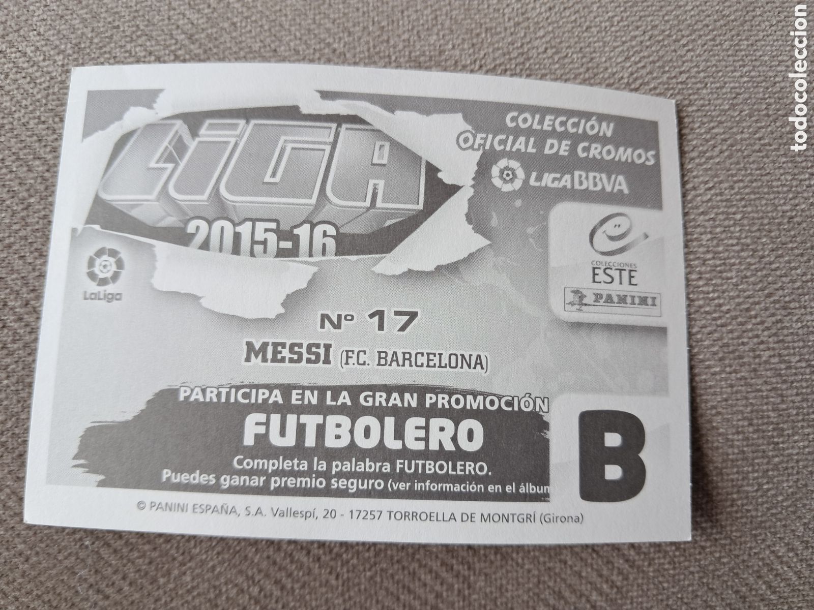Coleccionismo cromos antiguos: cromo Messi 2015-16 Panini - Foto 2
