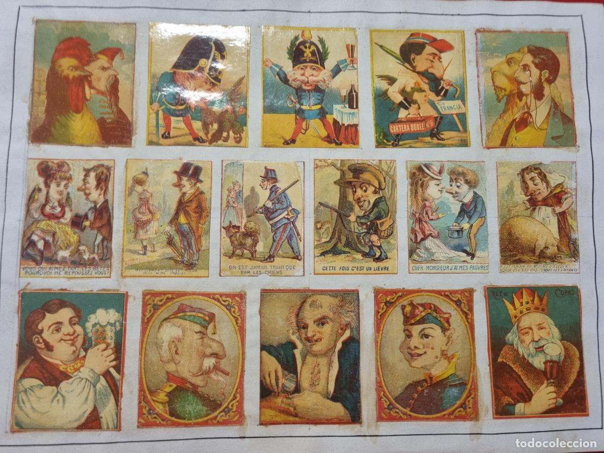 Coleccionismo cromos antiguos: HOJA CON 16 FOTOTIPIAS ESPA&Ntilde;OLAS CAJAS CERILLAS MUY ANTIGUAS SIGLO XIX ORIGINAL RS202