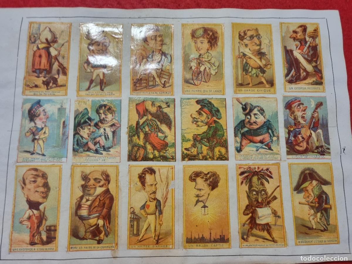 Coleccionismo cromos antiguos: HOJA CON 18 FOTOTIPIAS ESPA&Ntilde;OLAS CAJAS CERILLAS MUY ANTIGUAS SIGLO XIX ORIGINAL RS203