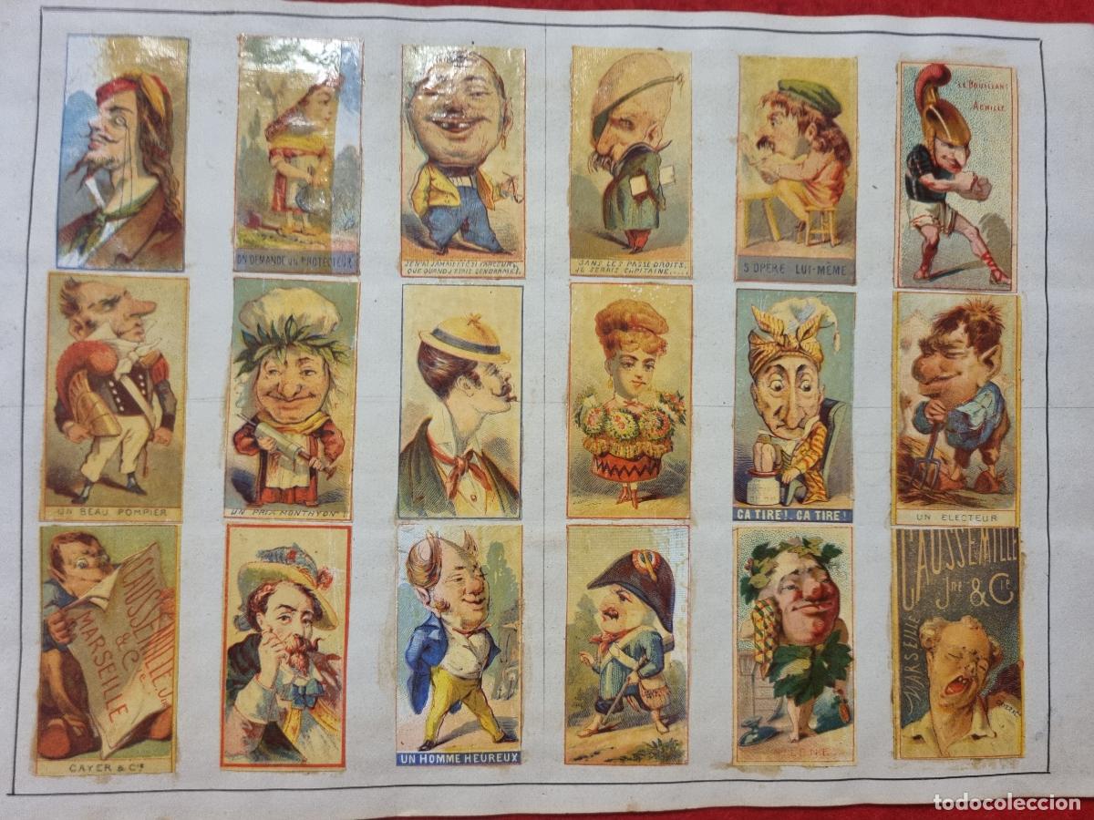 Coleccionismo cromos antiguos: HOJA CON 18 FOTOTIPIAS ESPA&Ntilde;OLAS CAJAS CERILLAS MUY ANTIGUAS SIGLO XIX ORIGINAL RS207