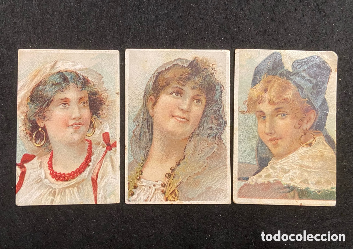 Coleccionismo Cromos antiguos: CHOCOLATE AMATLLER BARCELONA TRES CROMOS CHICAS TRAJES REGIONALES CROMO ANTIGUO