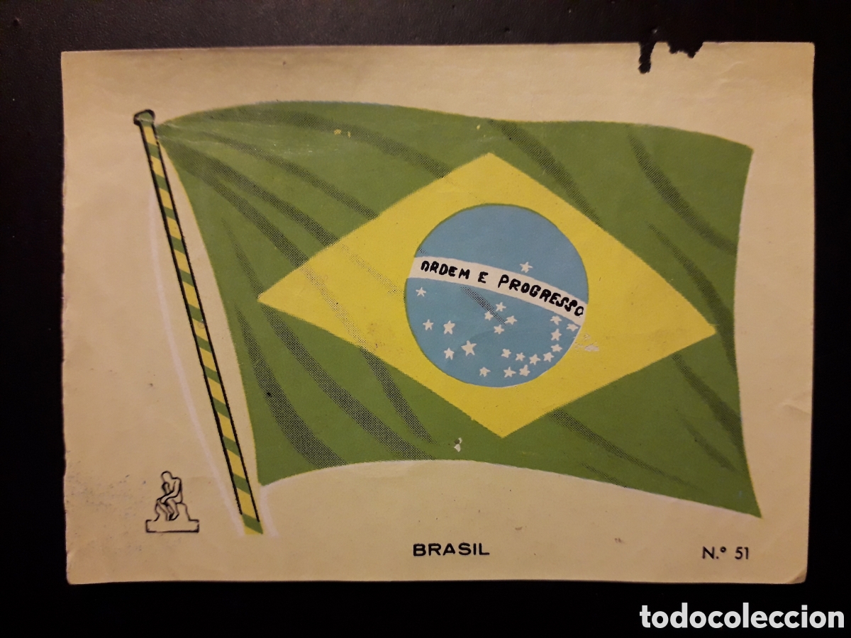 Collectionnisme Cartes &agrave; collectionner anciennes: BRASIL BANDERA, N&deg; 51 COLECCI&Oacute;N UNIVERSAL 1962 DESPEGADO, DEFECTUOSO PEDIDO M&Iacute;NIMO 3&euro;