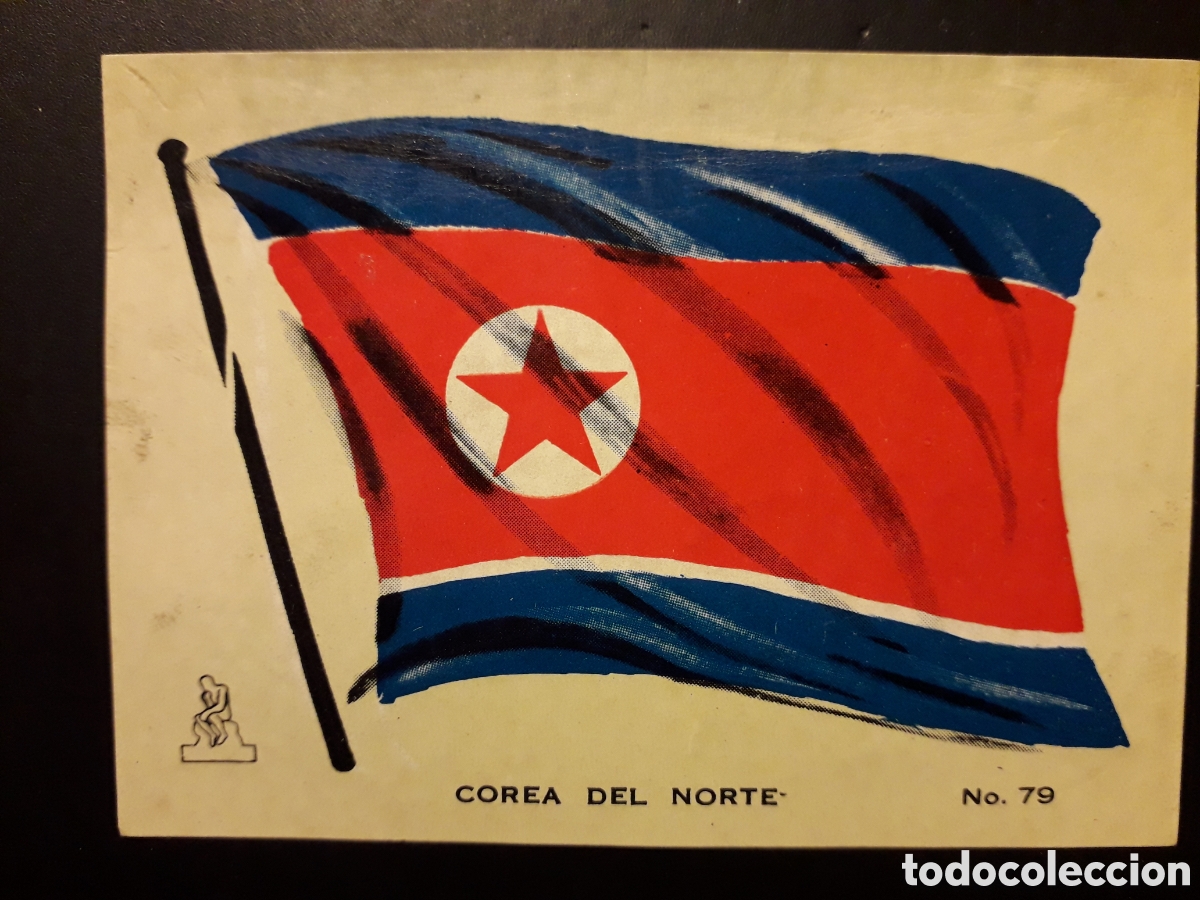 Collectionnisme Cartes &agrave; collectionner anciennes: COREA DEL NORTE BANDERA, N&deg; 79 COLECCI&Oacute;N UNIVERSAL 1962 DESPEGADO PEDIDO M&Iacute;NIMO 3&euro;