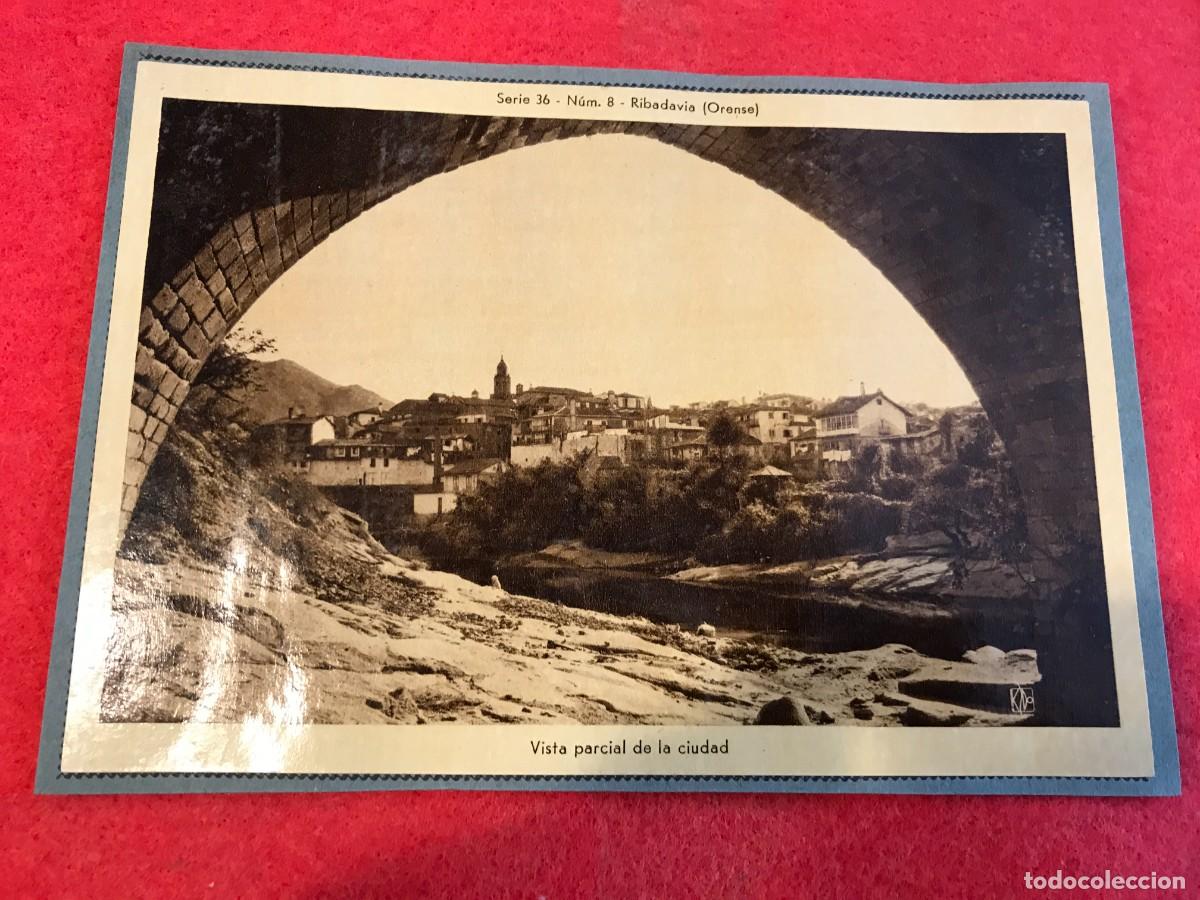Coleccionismo Cromos antiguos: CROMO DE ESTAMPAS DE GALICIA (KSADO) SERIE 36, N&ordm; 8. RIBADAVIA (PEGADO AL CART&Oacute;N ORIGINAL) 17x12cm