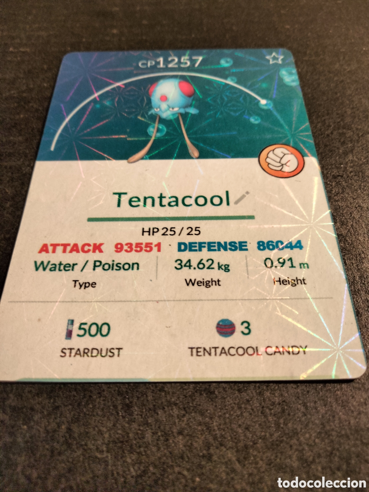 Coleccionismo cromos antiguos: TENTACOOL CARTA POKEMON GO - Foto 1