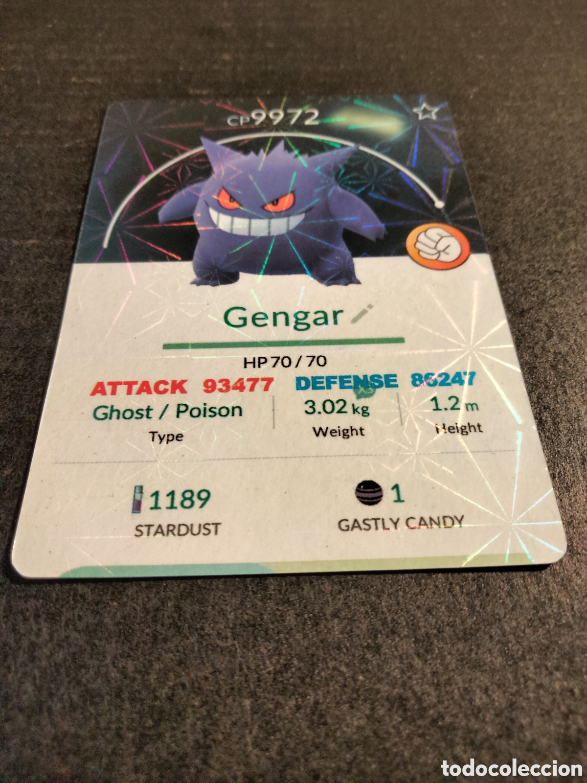 Coleccionismo cromos antiguos: GENGAR CARTA POKEMON GO - Foto 1
