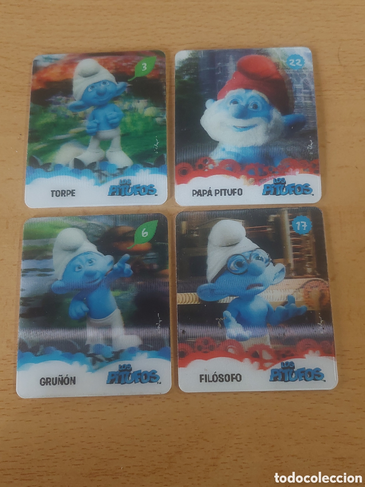 Coleccionismo Cromos antiguos: Hologramas Pitufos Smurfs lote de 4 mini cards