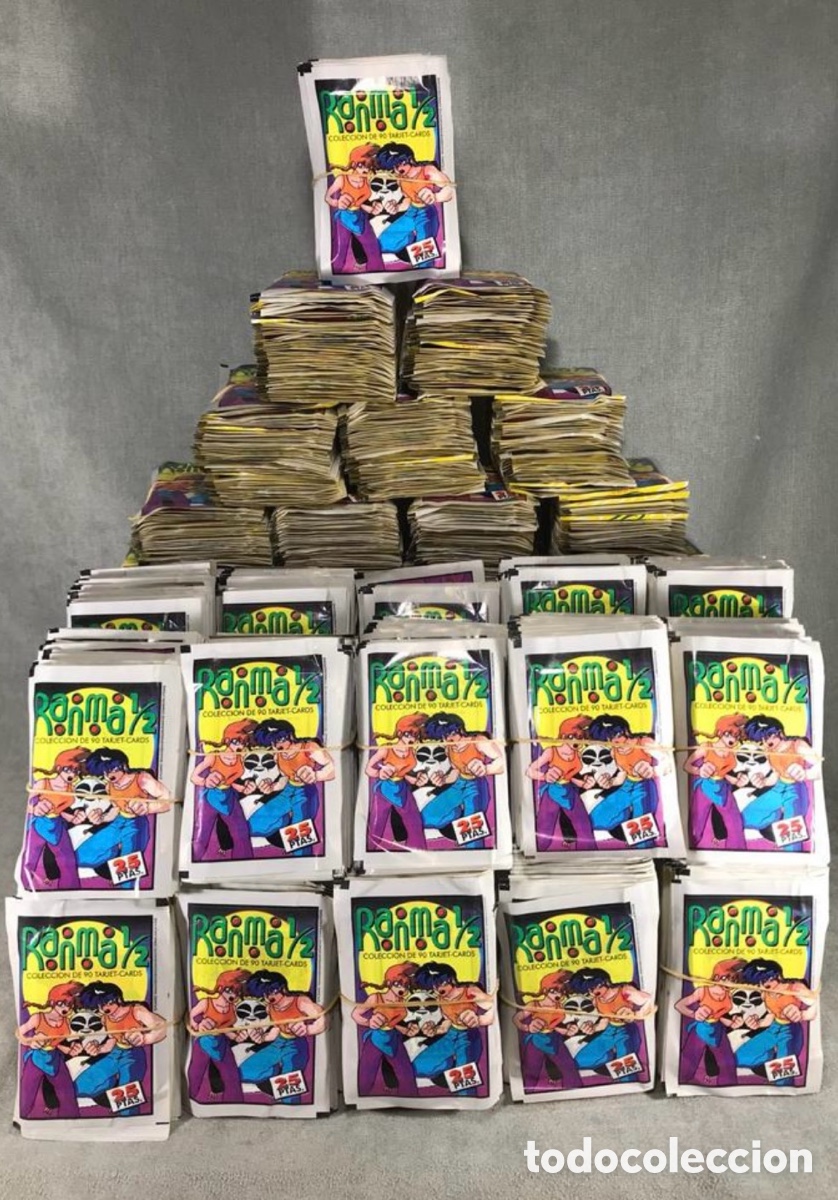 Coleccionismo Cromos antiguos: Antigua caja con 2500 sobres de cromos Ranma 1/2 - Ediciones Este - sellado