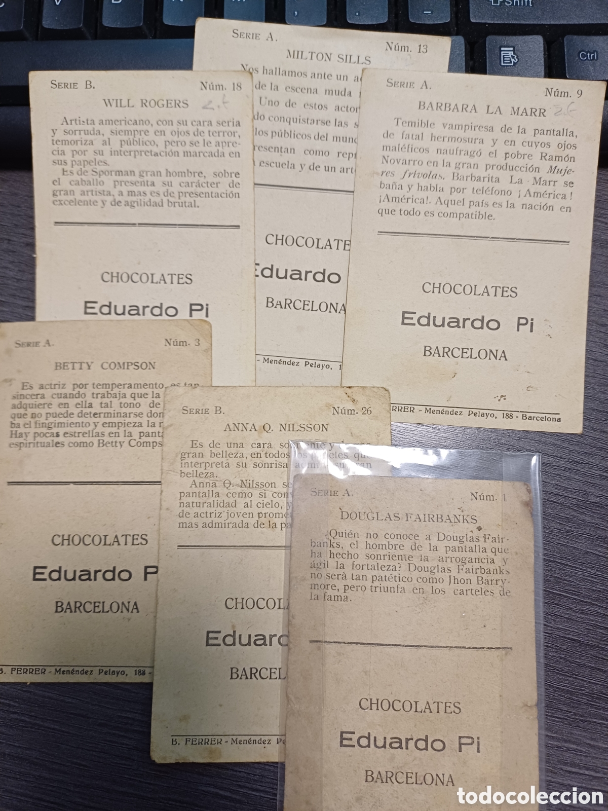 Coleccionismo cromos antiguos: 6 cromos los ases de la pantalla, chocolates Pi - Foto 2