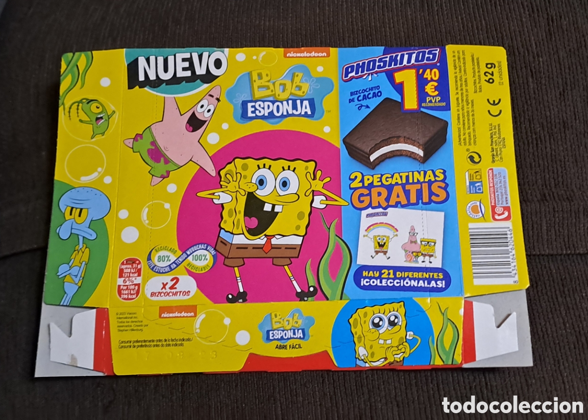 Coleccionismo cromos antiguos: Caja Phoskitos Bob Esponja - Foto 1