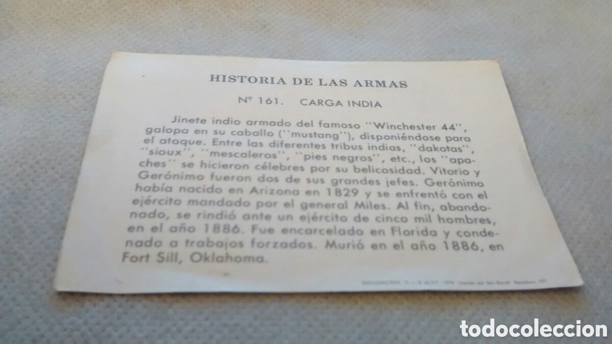 Coleccionismo cromos antiguos: HISTORIA DE LAS ARMAS, ESTE, CROMO 161 - Foto 2