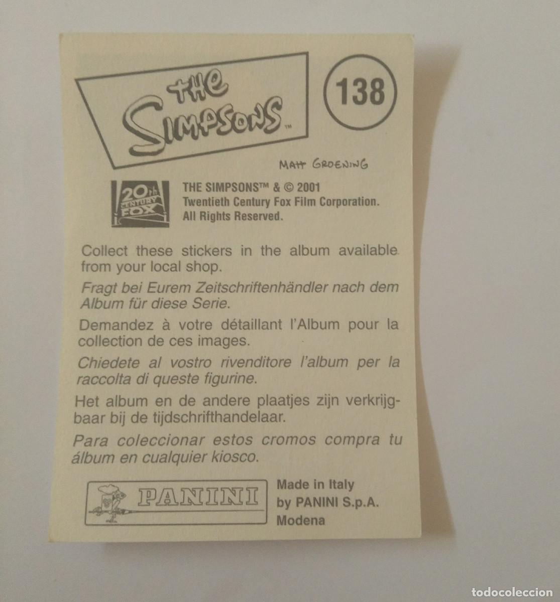 Coleccionismo cromos antiguos: simpsons springfield panini cromo sticker pegatina simpson bart 138 - Foto 2