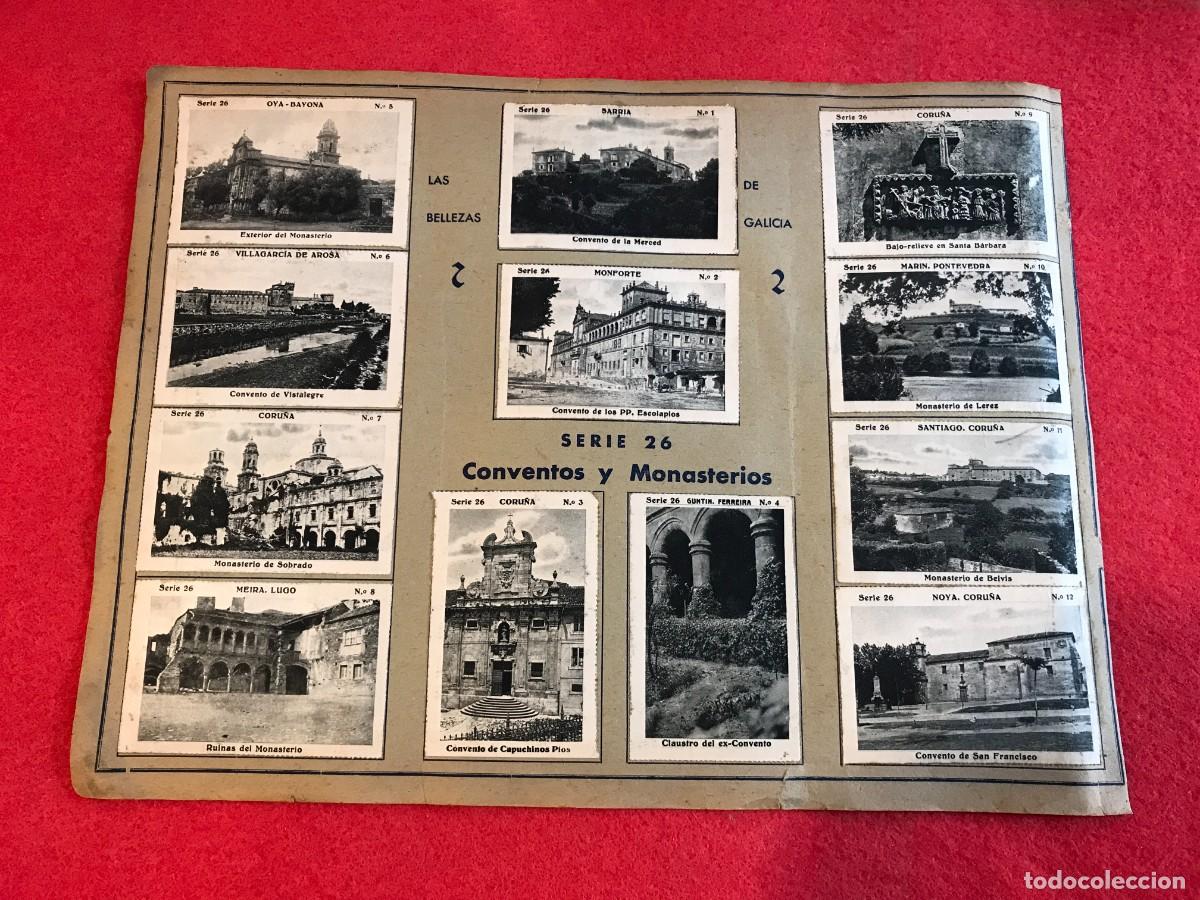Coleccionismo cromos antiguos: P&Aacute;GINA DE CROMOS DE LAS BELLEZAS DE GALICIA. CONVENTOS Y MONASTERIOS. 12 CROMOS