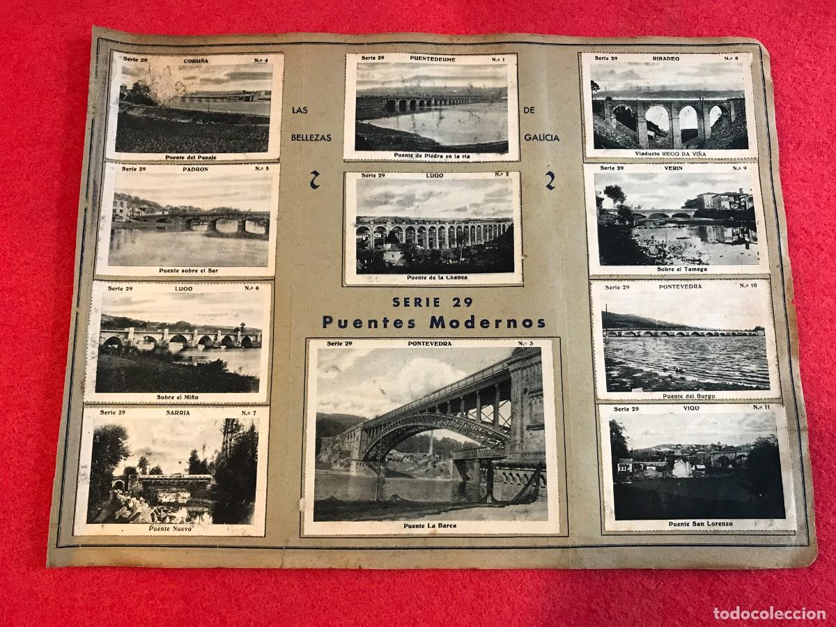 Collectable Antique Stickers: P&Aacute;GINA DE CROMOS DE LAS BELLEZAS DE GALICIA. PUENTES MODERNOS. 11 CROMOS