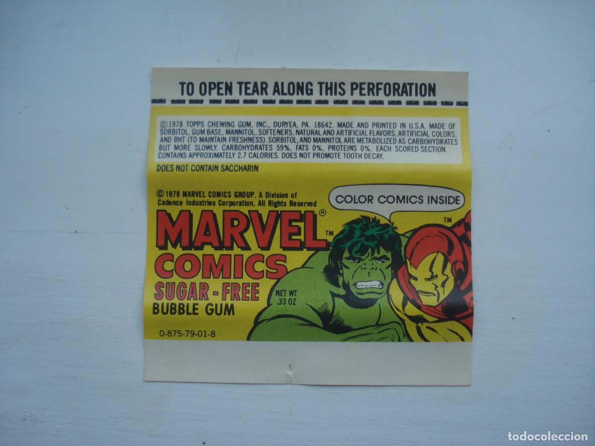 Coleccionismo cromos antiguos: MARVEL COMICS #20 ENVOLTORIO CROMOS CHICLES! WRAPPER KAUGUMMI BILDER BUBBLE GUM! - Foto 2