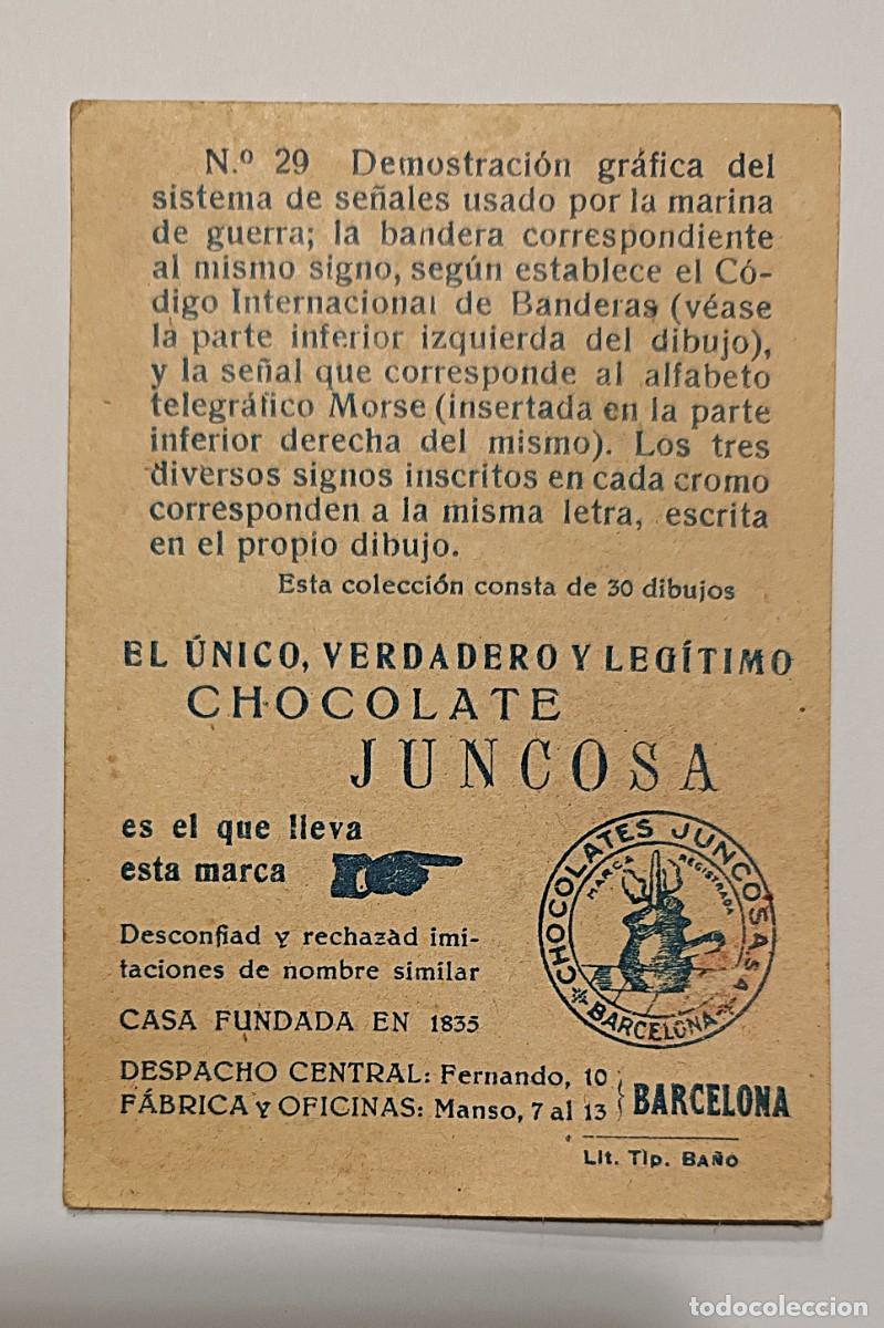 Coleccionismo cromos antiguos: CROMO N&ordm; 29 : TELEGRAFIA C&Oacute;DIGO MORSE.CHOCOLATE JUNCOSA - Foto 2