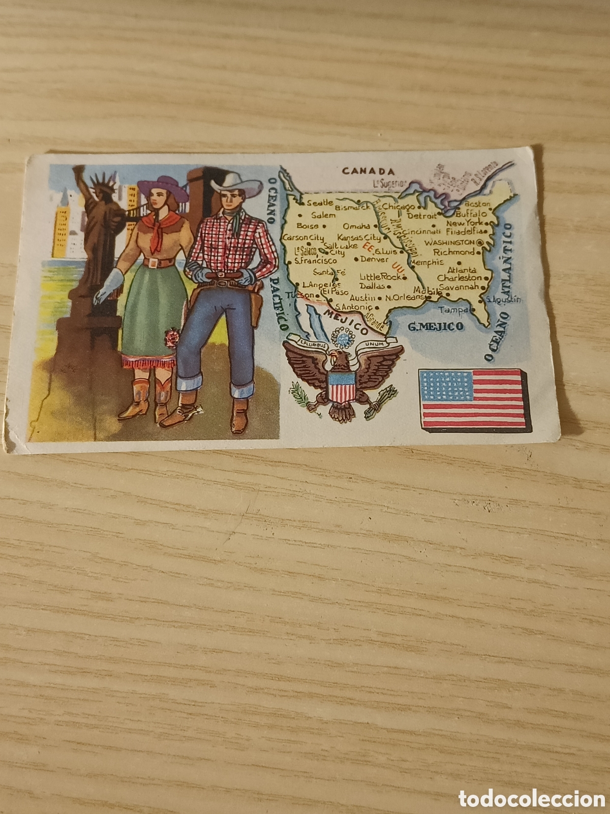 Coleccionismo Cromos antiguos: CROMO 12 E.E.U.U NORTEAMERICA COLECCI&Oacute;N TIPOS Y NACIONES DE TODO EL MUNDO SIN PEGAR CHOCOLATES