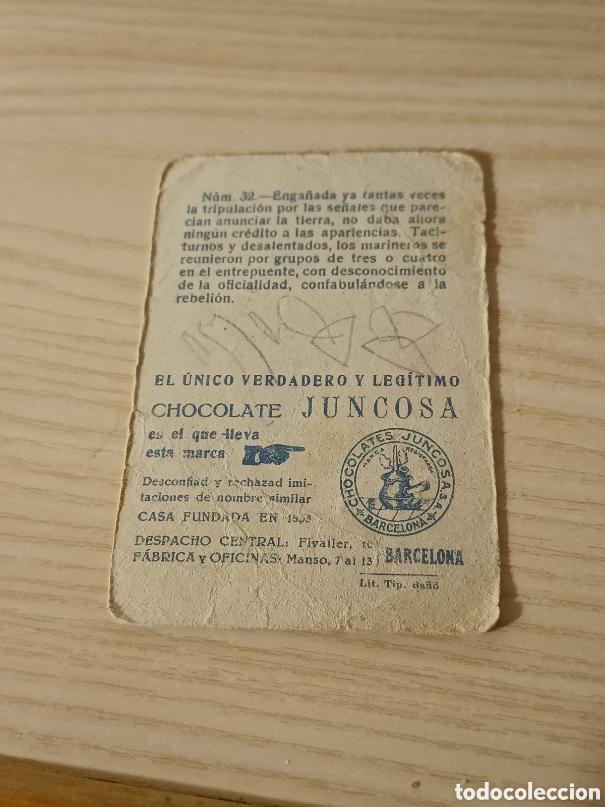 Coleccionismo cromos antiguos: CRISTOBAL COLON CROMO CHOCOLATE JUNCOSA NUMERO 32 - Foto 2
