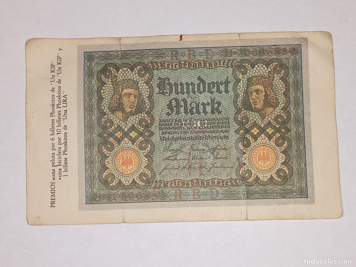 Coleccionismo Cromos antiguos: PHOSKITOS : ANTIGUO CROMO BILLETE 100 MARCOS ALEMANIA DINERO DE TODO EL MUNDO A&Ntilde;O 1974