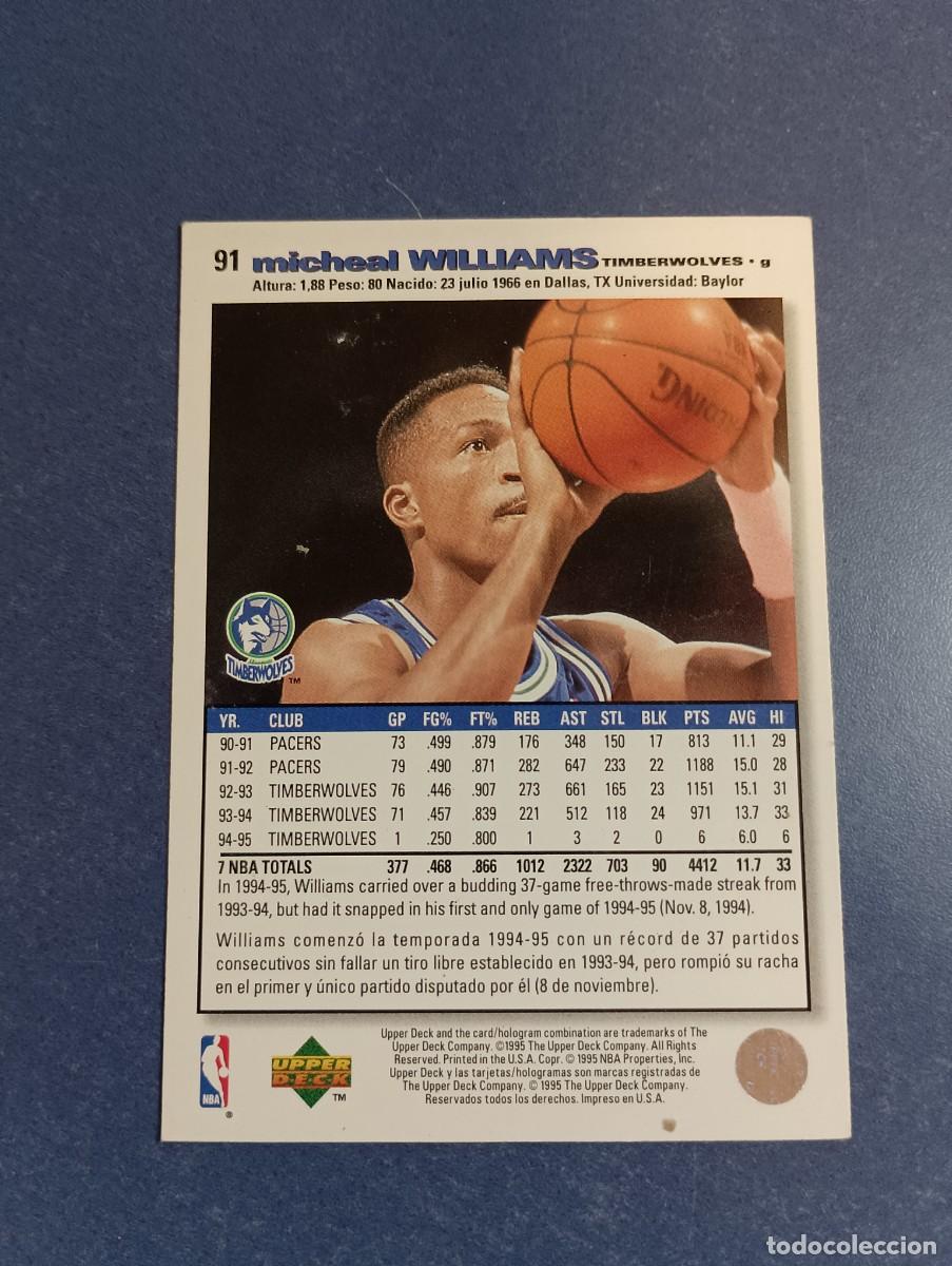 Coleccionismo cromos antiguos: MICHEAL WILLIAMS NBA COLLECTIONS CHOICE 91 - Foto 2