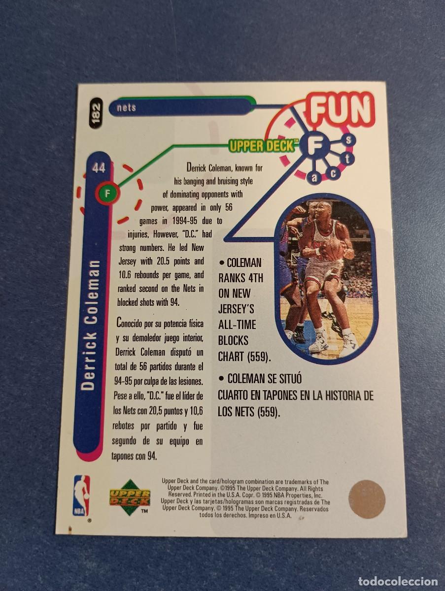 Coleccionismo cromos antiguos: DERRICK COLEMAN NBA COLLECTIONS CHOICE 182 - Foto 2