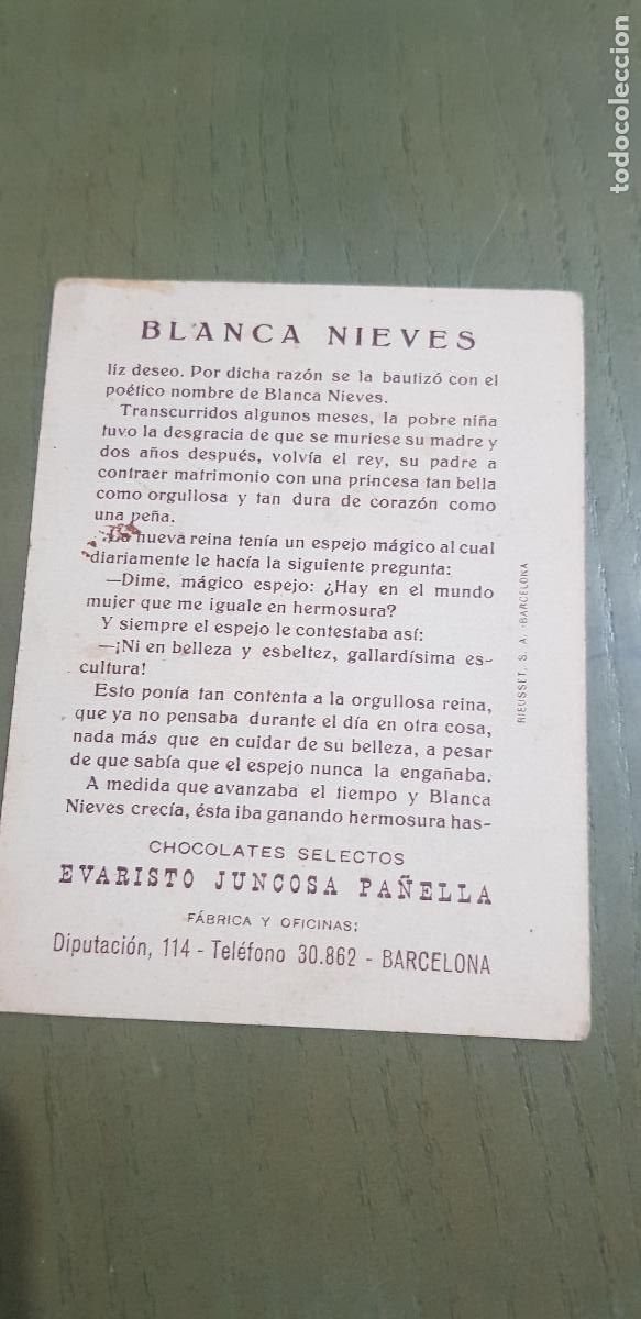 Coleccionismo cromos antiguos: BLANCANIEVES N&ordm;2 CHOCOLATES - Foto 2