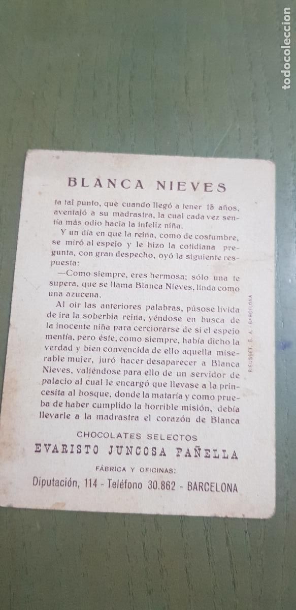 Coleccionismo cromos antiguos: BLANCANIEVES N&ordm;3 CHOCOLATES - Foto 2