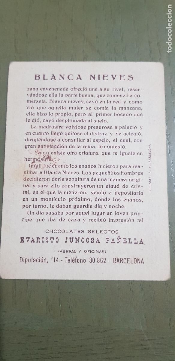 Coleccionismo cromos antiguos: BLANCANIEVES N&ordm;10 CHOCOLATES - Foto 2
