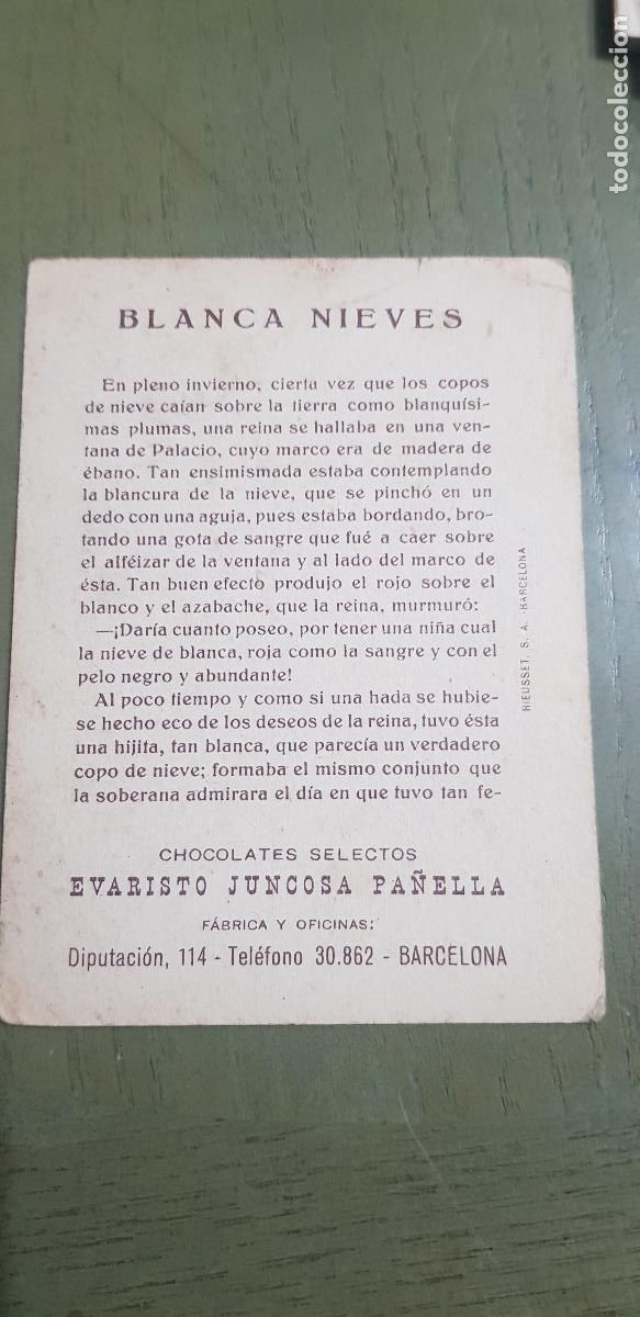 Coleccionismo cromos antiguos: BLANCANIEVES N&ordm;1 CHOCOLATES - Foto 2