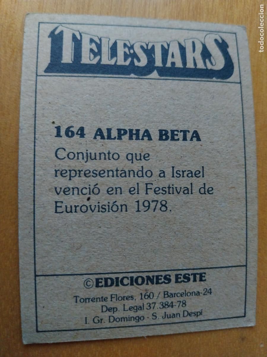 Coleccionismo cromos antiguos: ALPHA BETA 1978 TELESTARS &ne; CROMO 164 SIN PEGAR NUNCA &Ntilde; ORIGINAL &bull;&bull;&bull;&bull;&bull;&bull; - Foto 2