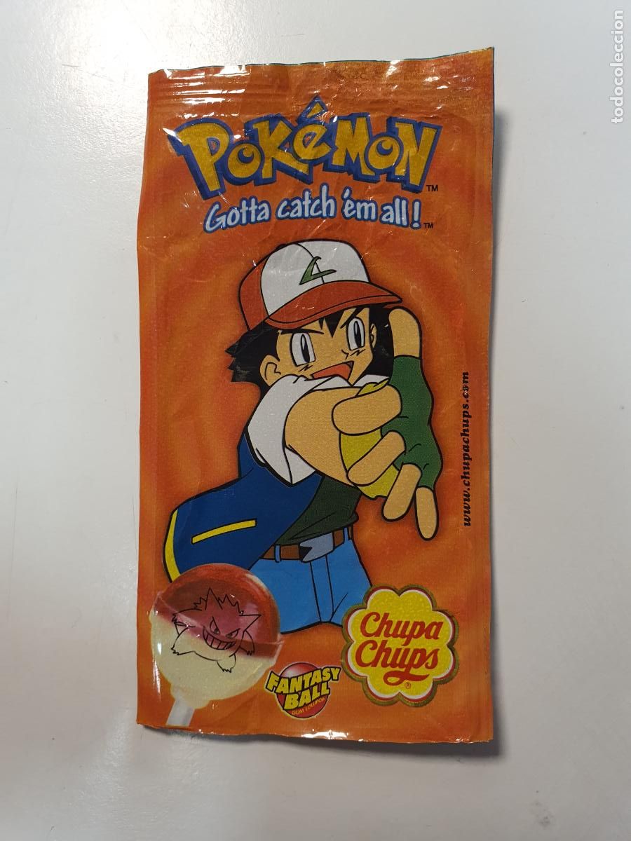 Coleccionismo cromos antiguos: ENVOLTORIO CROMO POKEMON CHUPA CHUPS -- ASH - Foto 1