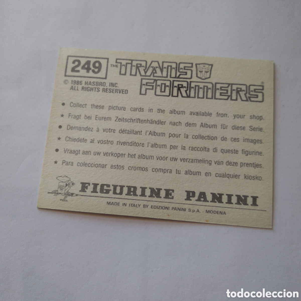 Coleccionismo cromos antiguos: Transformers # 249 Panini 1986 - Foto 2