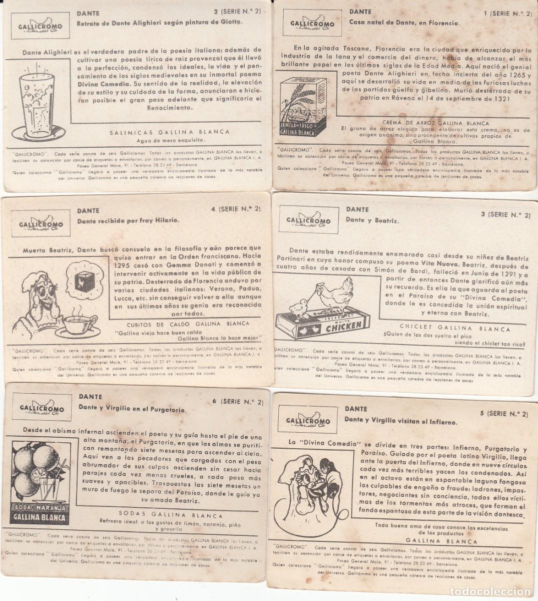Coleccionismo cromos antiguos: GALLICROMO - SERIE COMPLETA NUM. 2 DANTE - Foto 2