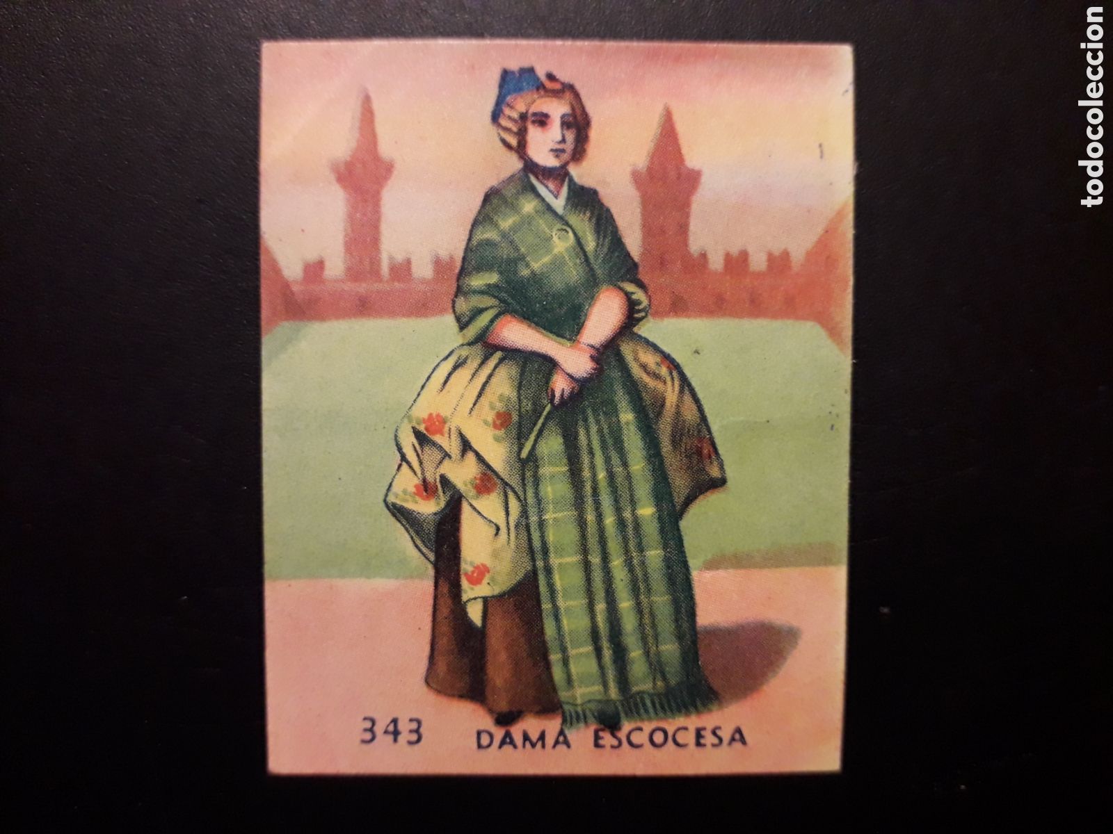 Collectable Antique Stickers: DAMA ESCOCESA N&deg; 343 RAZAS Y PA&Iacute;SES DEL MUNDO, ED HISPANO AMERICANA 1952 SIN PEGAR, PEDIDO M&Iacute;NIMO 3&euro;