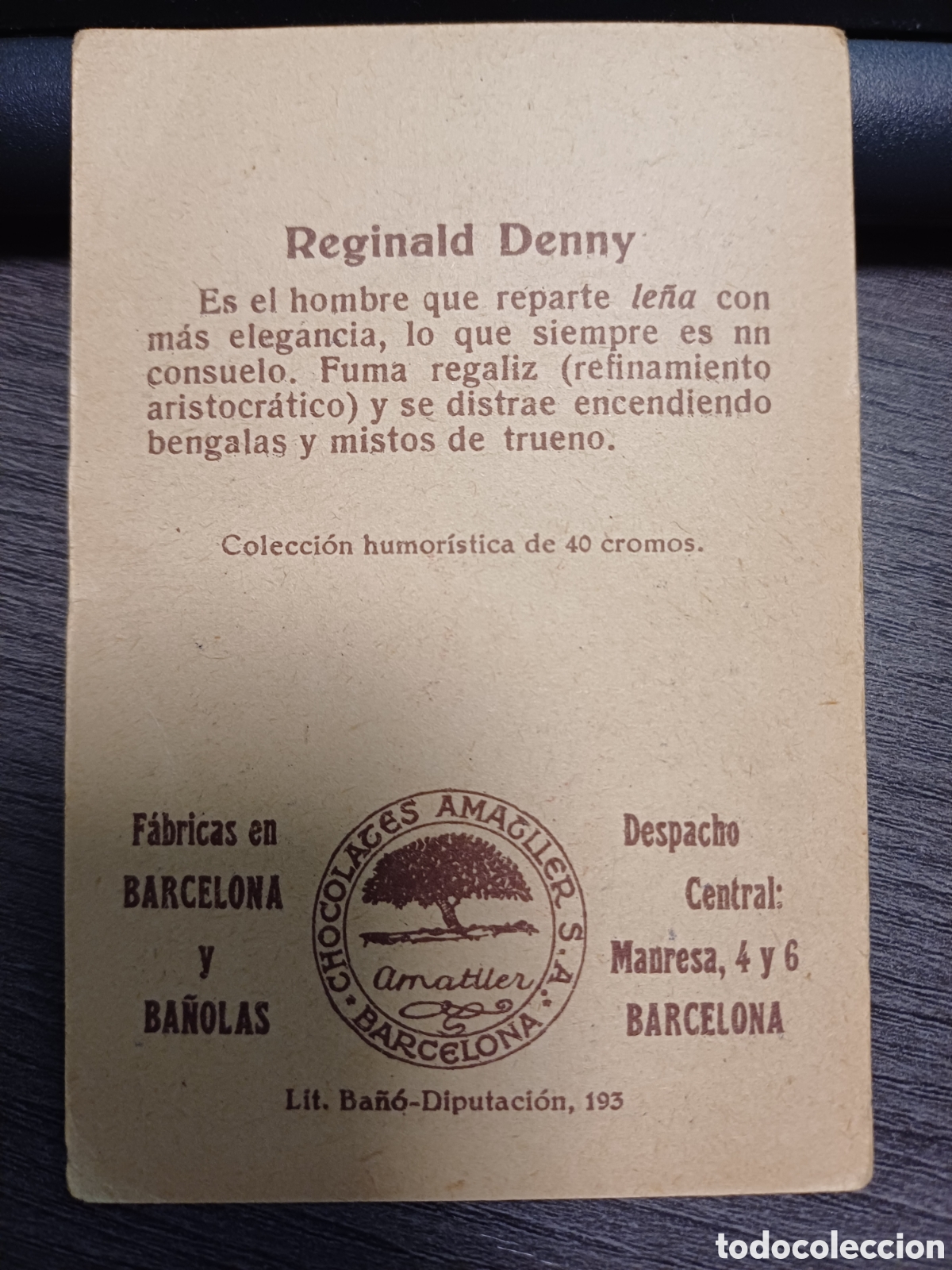 Coleccionismo cromos antiguos: CROMO REGINALD DENNY, BOXEO, CHOCOLATE AMATLLER - Foto 2