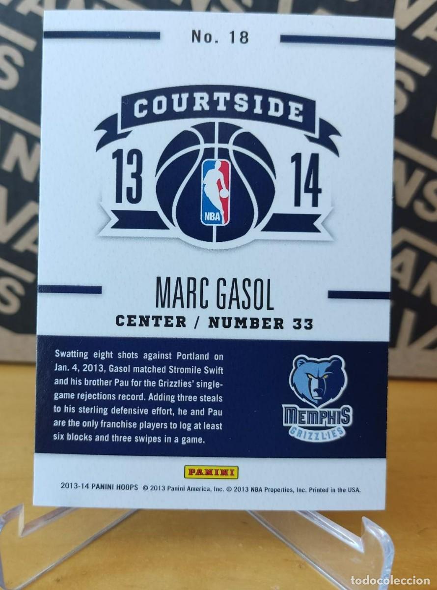 Coleccionismo cromos antiguos: MARC GASOL - INSERT COURTSIDE - NBA PANINI HOOPS 2013-14 - Foto 2
