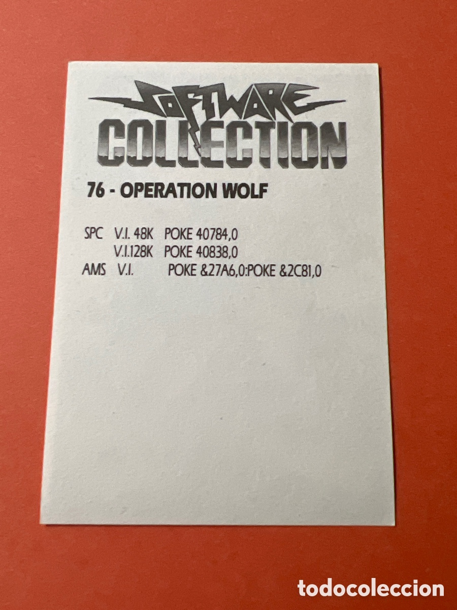 Coleccionismo cromos antiguos: C3313. SOFTWARE COLLECTION CROMO NUNCA PEGADO N&ordm; 76 OPERATION WOLF - Foto 2