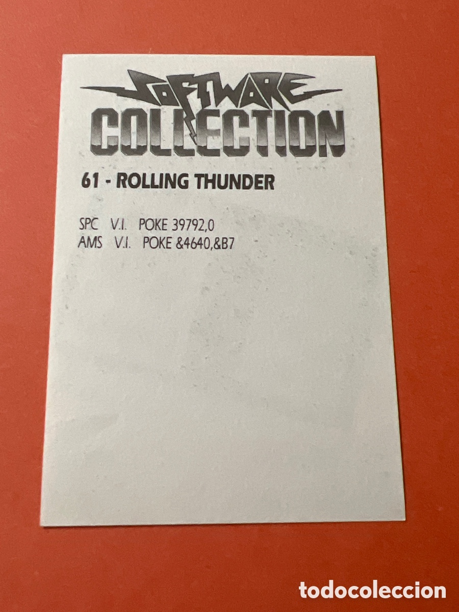 Coleccionismo cromos antiguos: C3897. SOFTWARE COLLECTION CROMO NUNCA PEGADO N&ordm; 61 ROLLING THUNDER ERBE - Foto 2