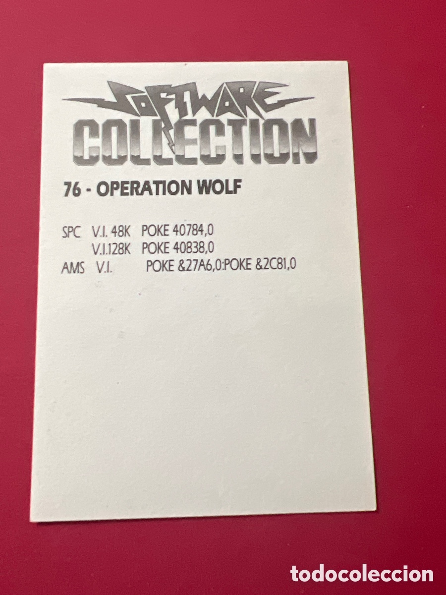 Coleccionismo cromos antiguos: C5990. SOFTWARE COLLECTION CROMO NUNCA PEGADO N&ordm; 76 OPERATION WOLF - Foto 2