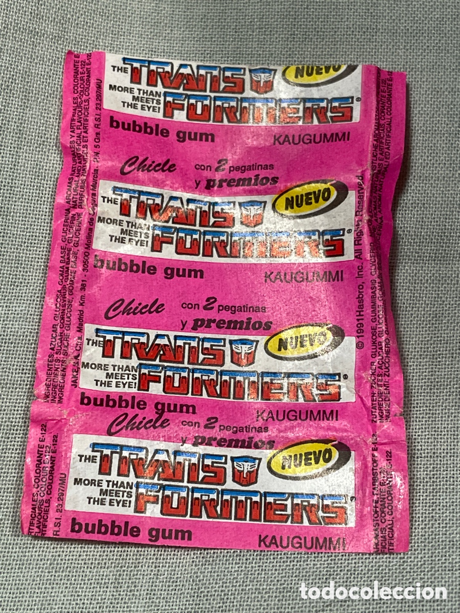 Coleccionismo cromos antiguos: Transformers envoltorio chicles bubble gum - Foto 1