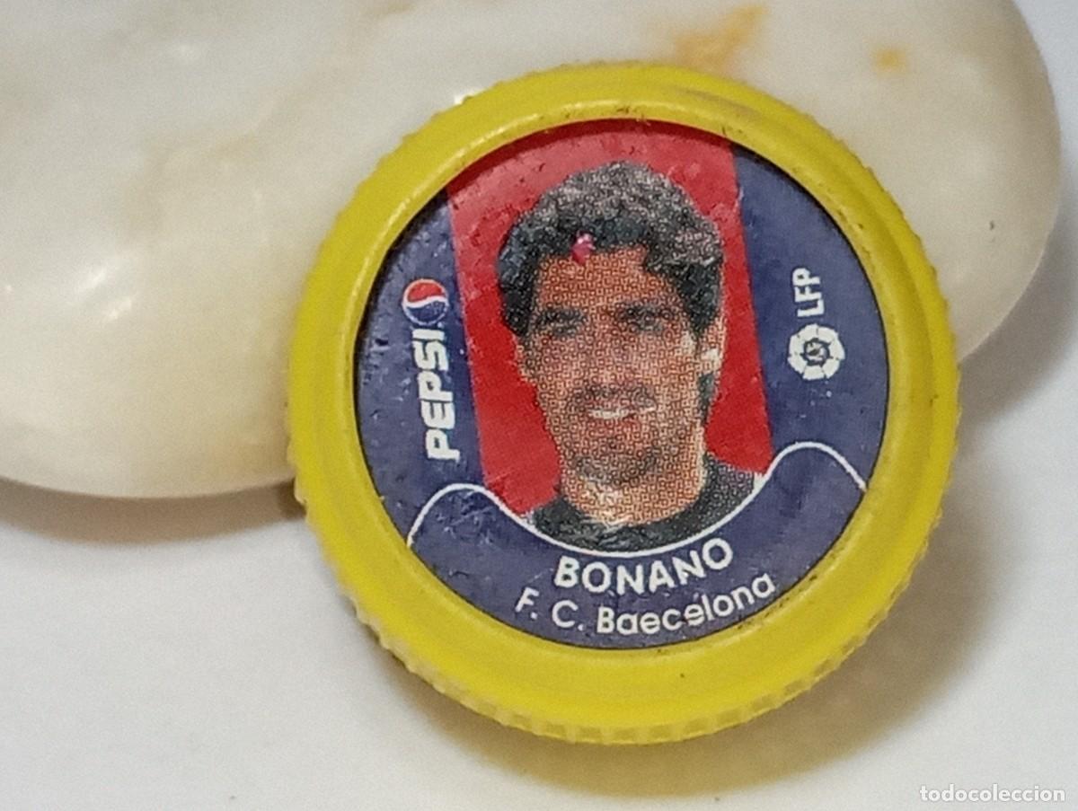 Coleccionismo cromos antiguos: ANTIGUO TAPON CROMO DE PEPSI LFP - BONANO - F.C BARCELONA A&Ntilde;O 2001 - 2002