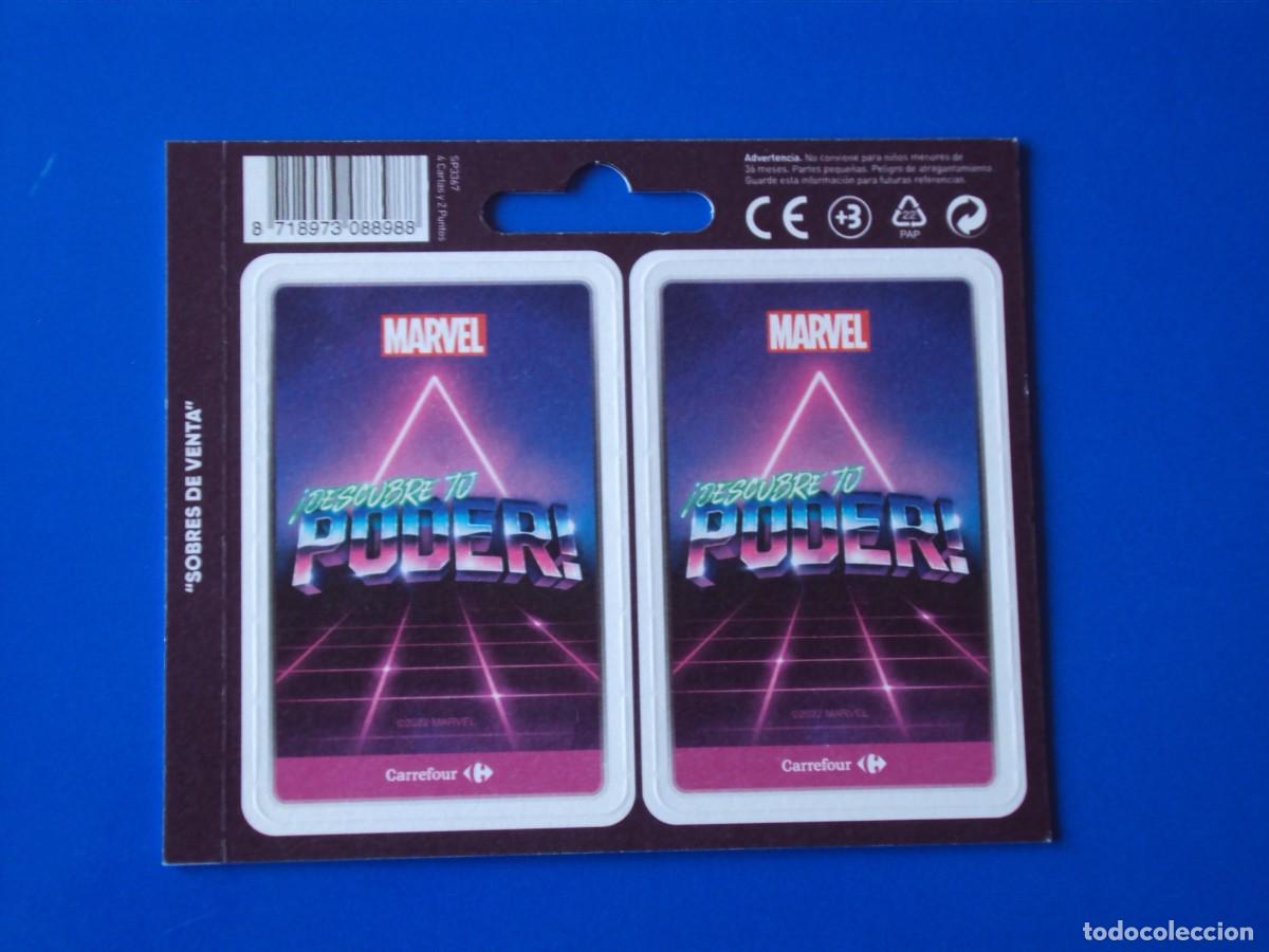 Coleccionismo cromos antiguos: SOBRE DE VENTA 4 CROMOS CARTAS MARVEL DESCUBRE TU PODER 2022 CARREFOUR NUEVO - Foto 2