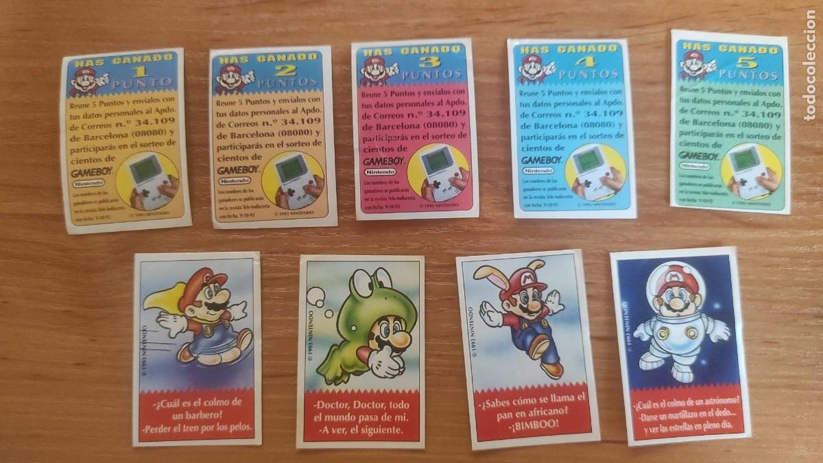 Coleccionismo cromos antiguos: Lote 9 cromos Supermario Bimbo - Foto 1