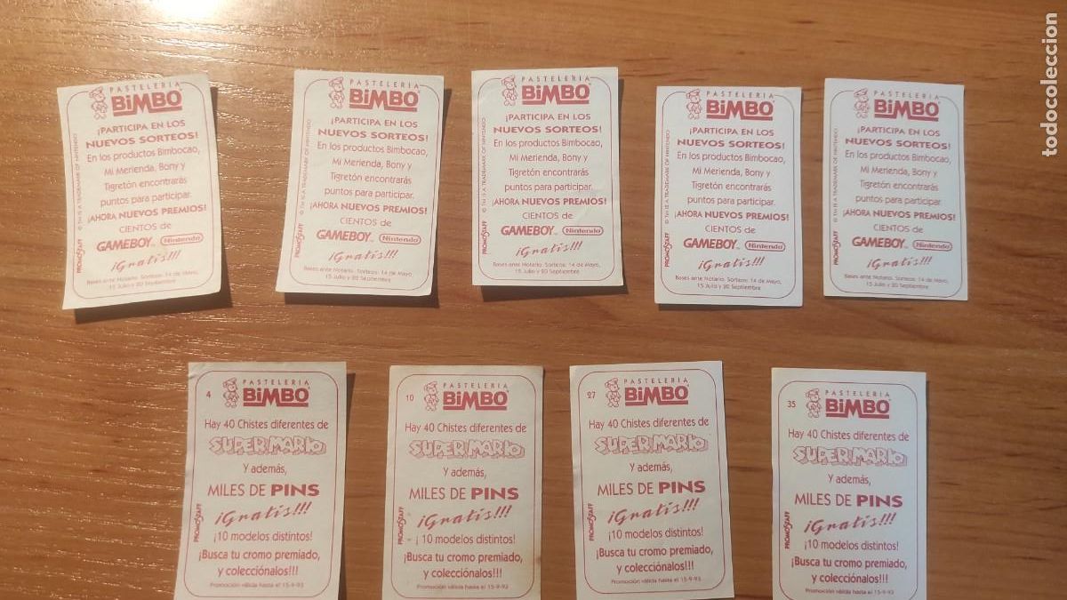 Coleccionismo cromos antiguos: Lote 9 cromos Supermario Bimbo - Foto 2